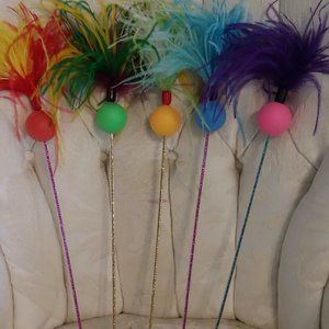 PING PONG FEATHER TEASER TOY FOR CAT/KITTENS